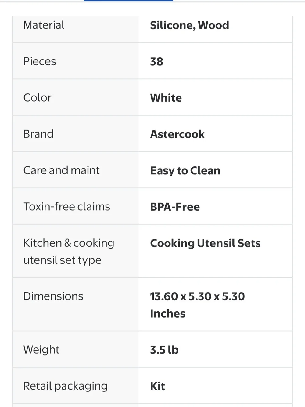 Astercook 38 Cream Kitchen Utensil Set with Wooden Handles